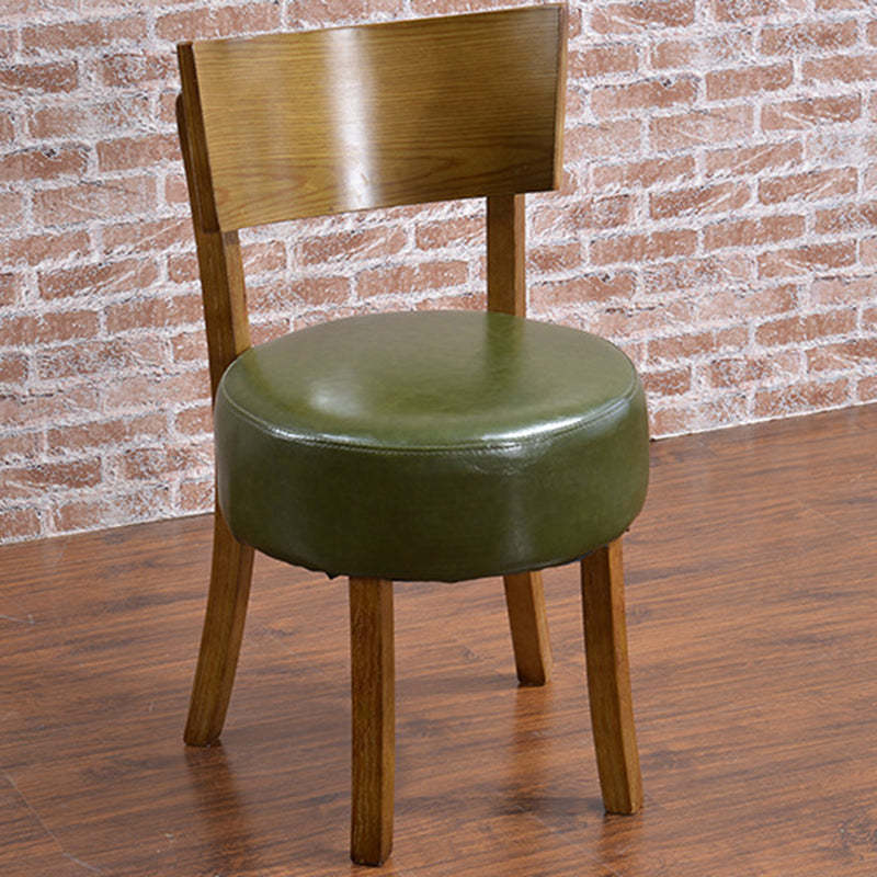 Scandinavian Round Leather Wood Dining Chair