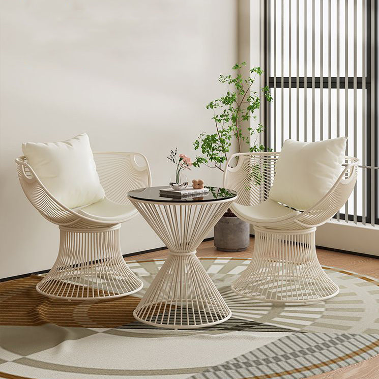 Scandinavian Scalloped Iron Hollow Dining Chair — B