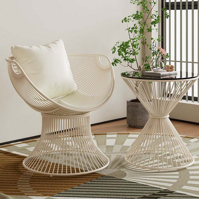 Scandinavian Scalloped Iron Hollow Dining Chair — A