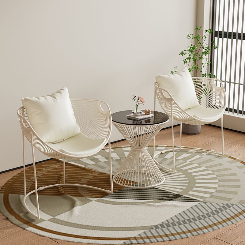 Scandinavian Scalloped Iron Hollow Dining Chair