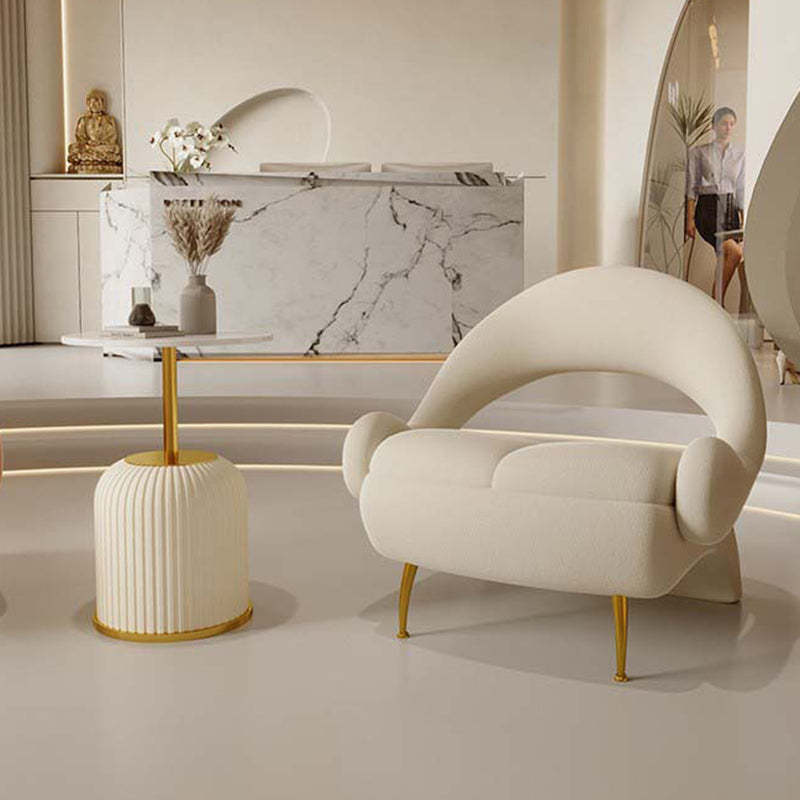 Nordic Curved Velvet Iron Open-Back Accent Chair