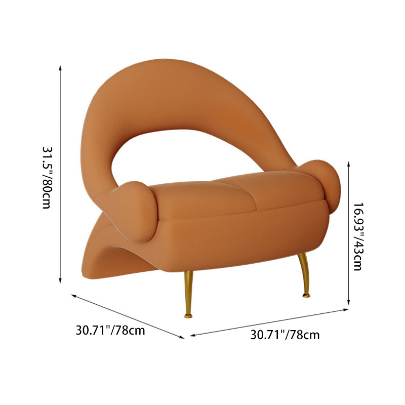 Nordic Curved Velvet Iron Open-Back Accent Chair — Green