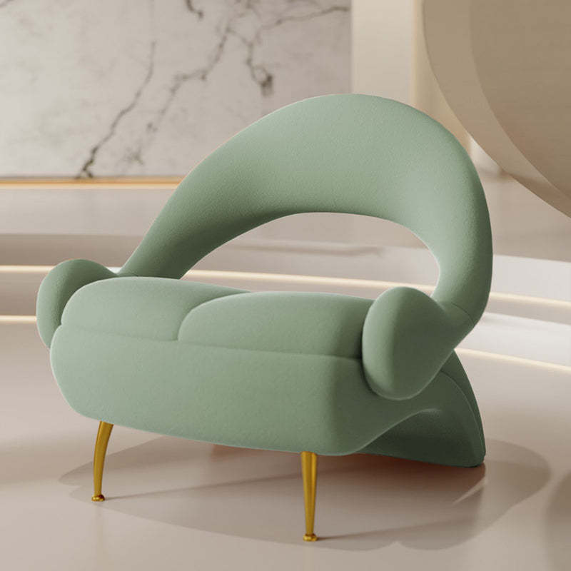 Nordic Curved Velvet Iron Open-Back Accent Chair — Orange