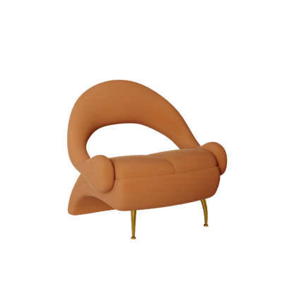 Nordic Curved Velvet Iron Open-Back Accent Chair