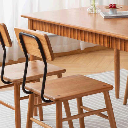 Japanese Wood Open-Back Dining Chair