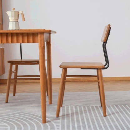 Japanese Wood Open-Back Dining Chair — Cherry Wood Color