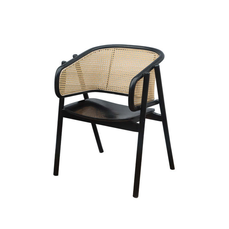 Japanese Wood Rattan Weaving Dining Chair