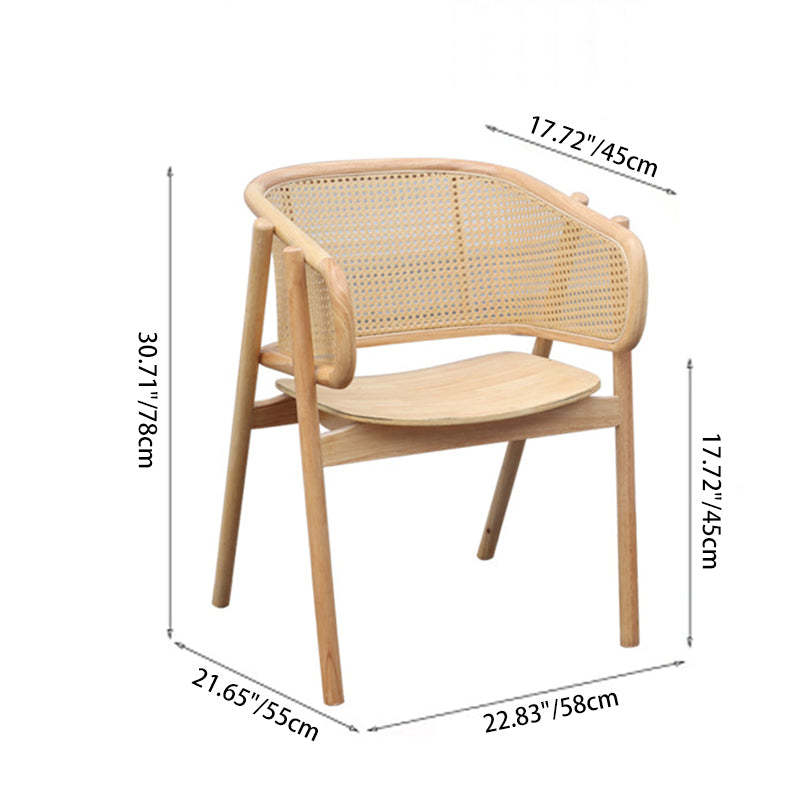 Japanese Wood Rattan Weaving Dining Chair — Walnut Wood Color