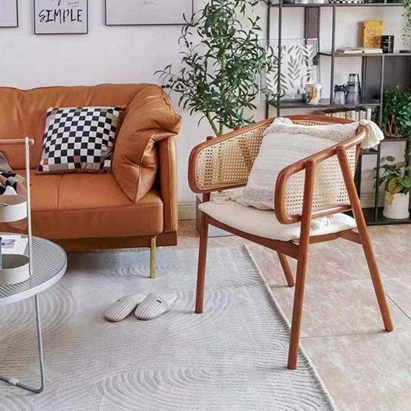 Japanese Wood Rattan Weaving Dining Chair