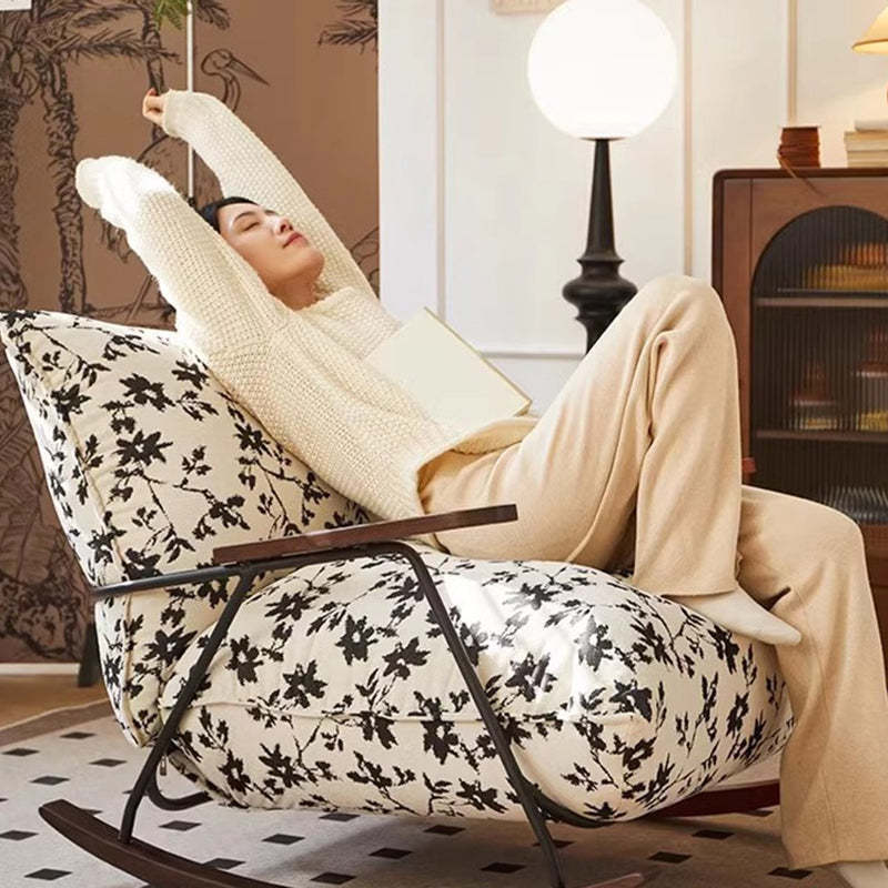 Nordic Printed Fabric Recliner Accent Chair