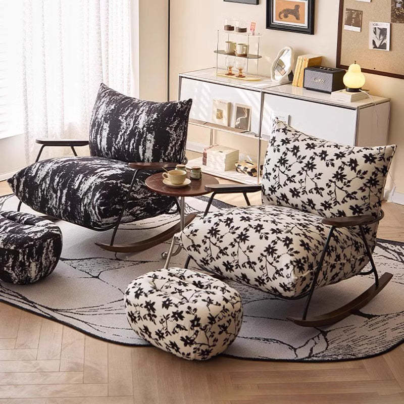 Nordic Printed Fabric Recliner Accent Chair — B