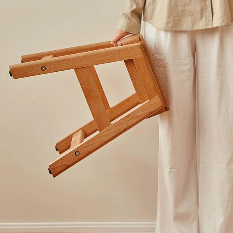 Retro Solid Wood Stackable Storage Low Stool with Footrest