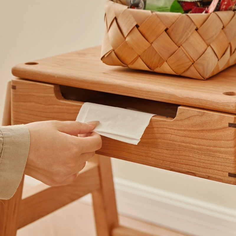 Retro Solid Wood Stackable Storage Low Stool with Footrest