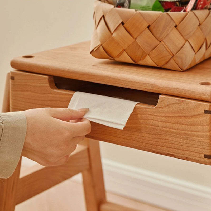 Retro Solid Wood Stackable Storage Low Stool with Footrest