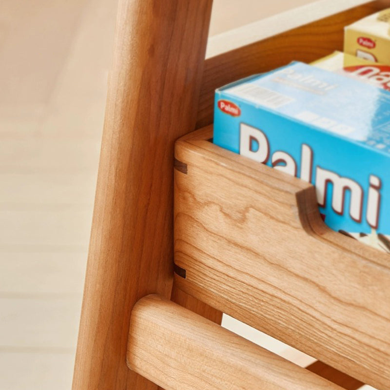 Retro Solid Wood Stackable Storage Low Stool with Footrest