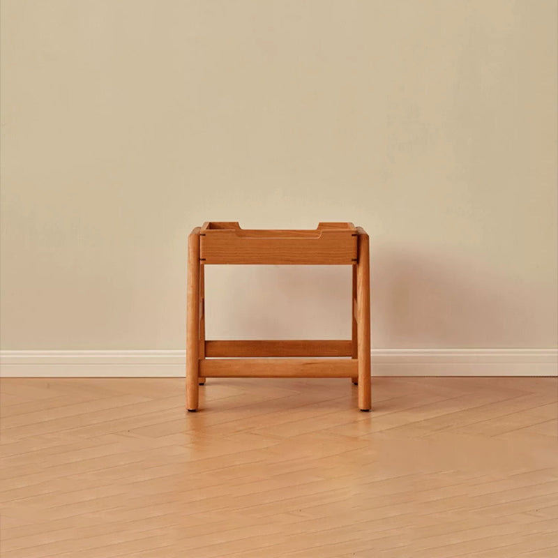 Retro Solid Wood Stackable Storage Low Stool with Footrest