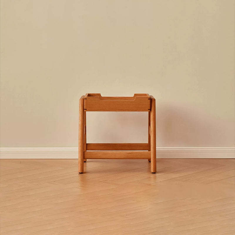 Retro Solid Wood Stackable Storage Low Stool with Footrest