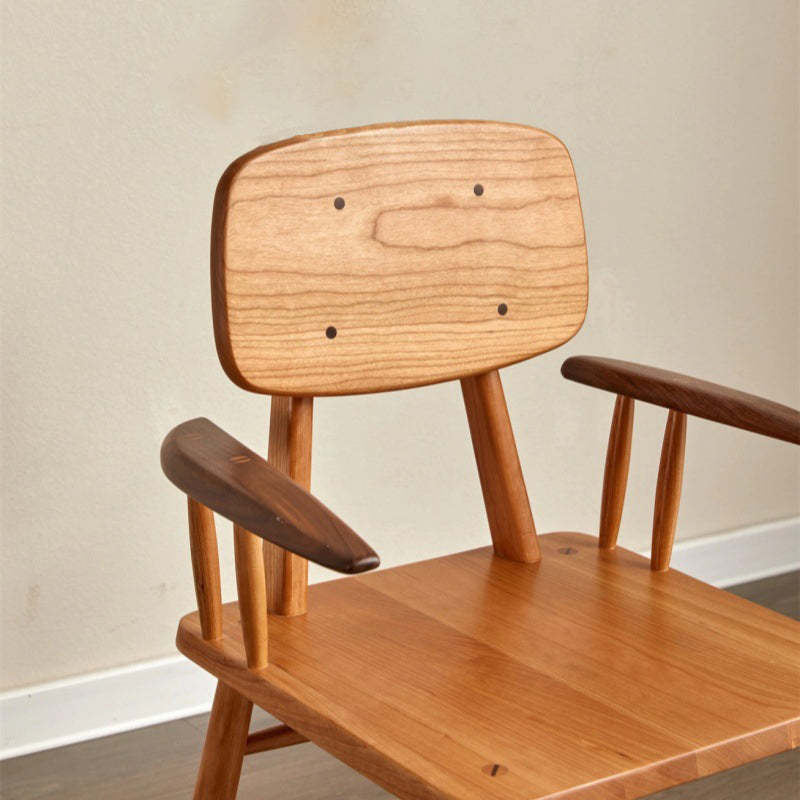 Japanese Wood Dining Chair with Armrest