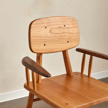 Japanese Wood Dining Chair with Armrest