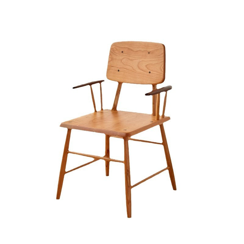 Japanese Wood Dining Chair with Armrest
