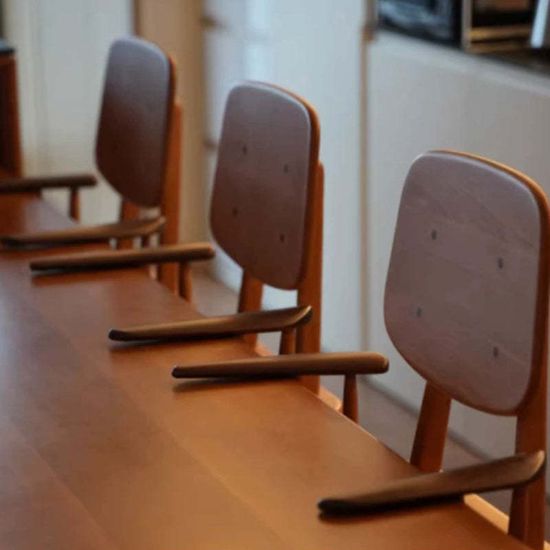 Japanese Wood Dining Chair with Armrest