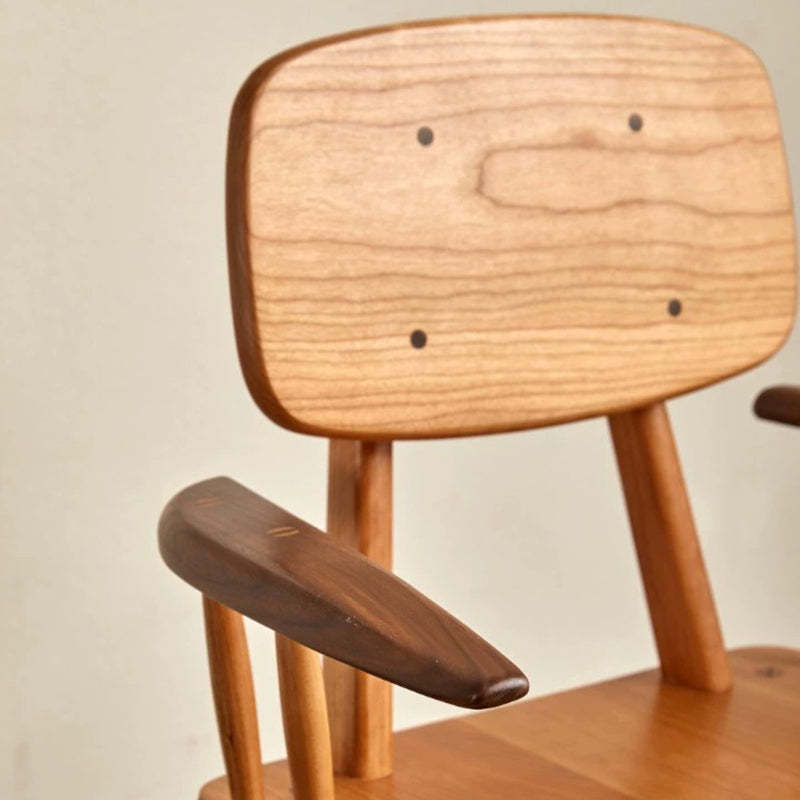 Japanese Wood Dining Chair with Armrest