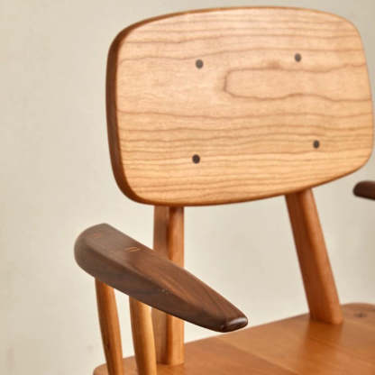 Japanese Wood Dining Chair with Armrest