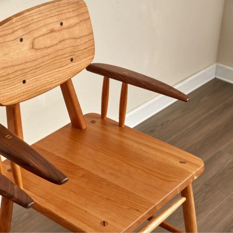 Japanese Wood Dining Chair with Armrest