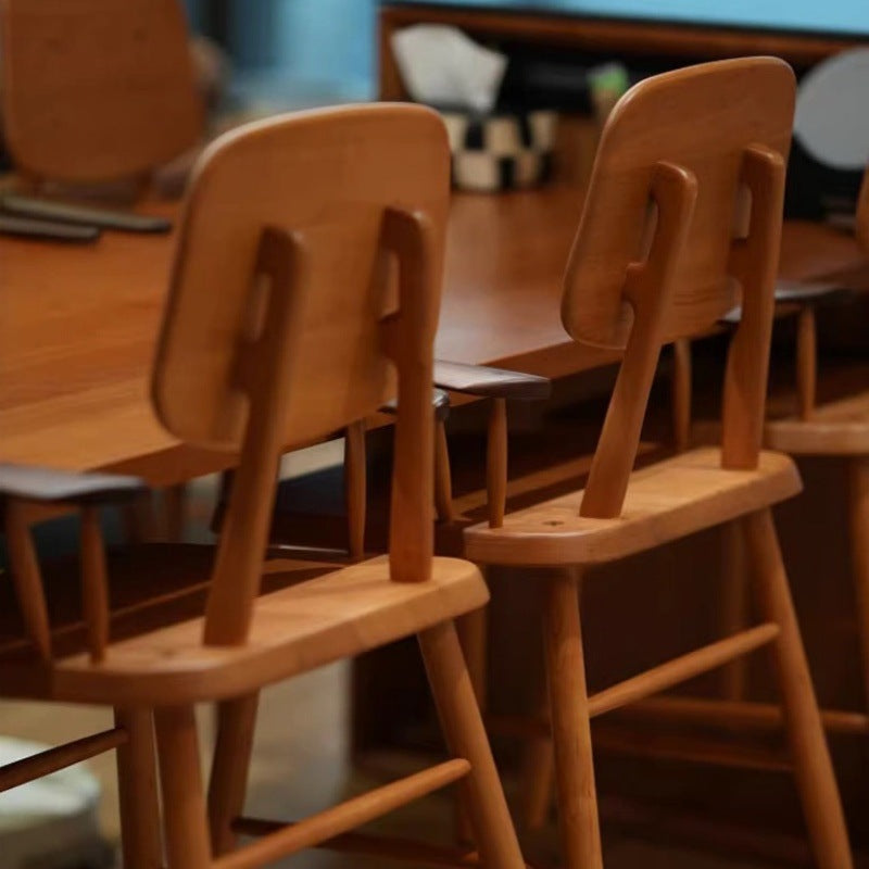 Japanese Wood Dining Chair with Armrest