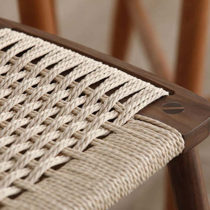 Japanese Braided Rope Wood Dining Chair