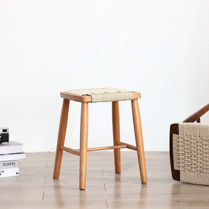 Japanese Braided Rope Wood Dining Chair — Walnut Wood Color