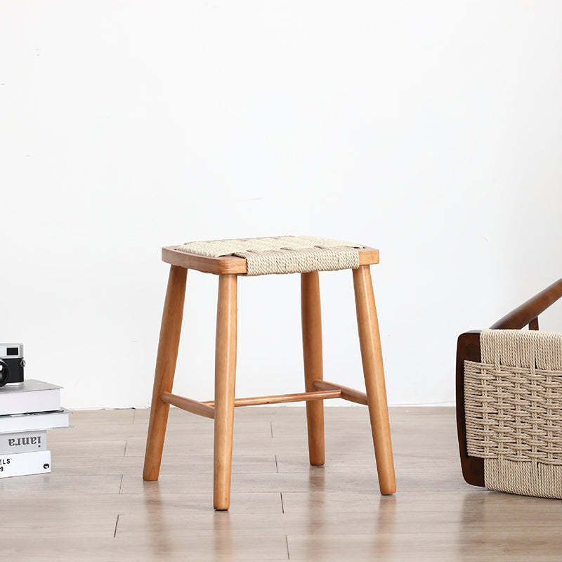 Japanese Braided Rope Wood Dining Chair — Walnut Wood Color