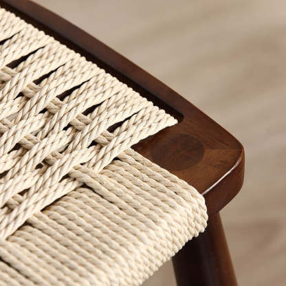Japanese Braided Rope Wood Dining Chair