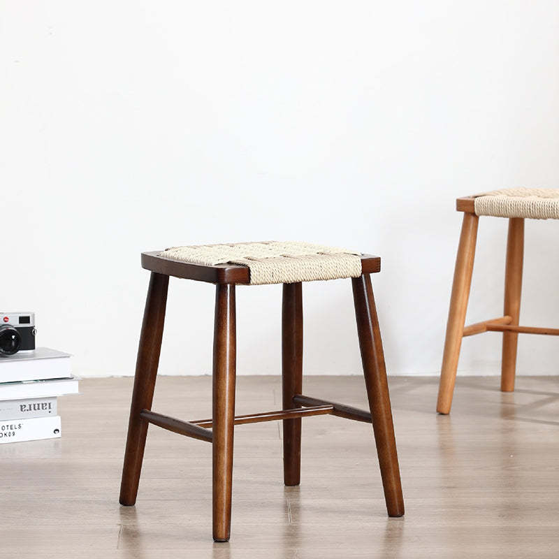 Japanese Braided Rope Wood Dining Chair — Cherry Wood Color