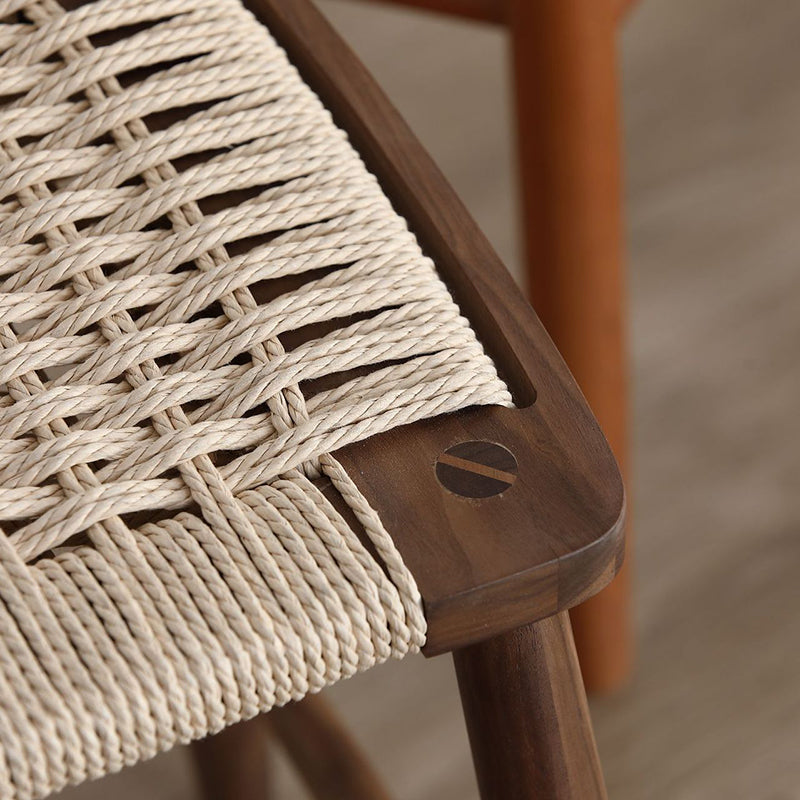 Japanese Braided Rope Wood Dining Chair