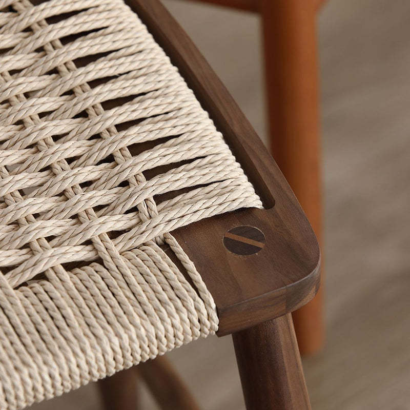 Japanese Braided Rope Wood Dining Chair