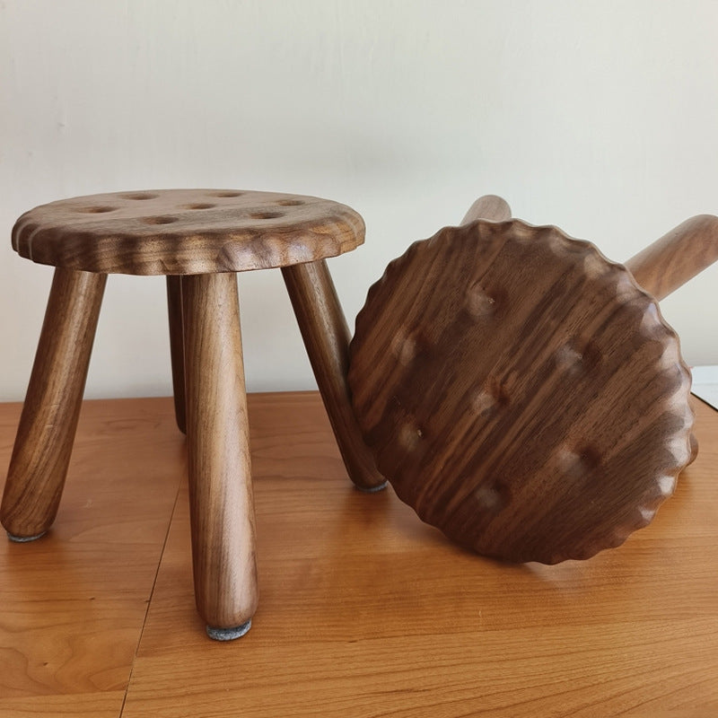 Biscuit Wood Low Stool Footstool