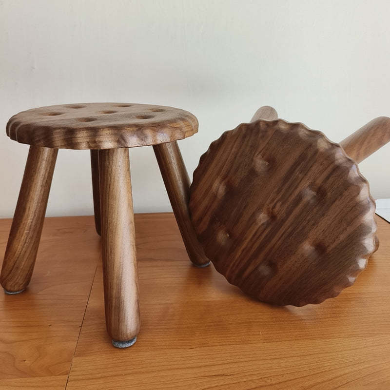 Biscuit Wood Low Stool Footstool