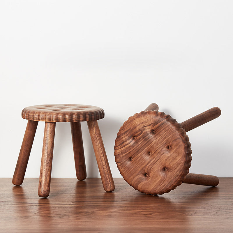 Biscuit Wood Low Stool Footstool