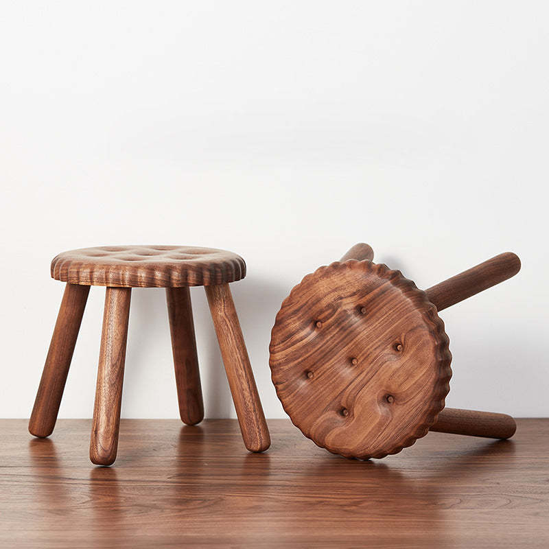 Biscuit Wood Low Stool Footstool