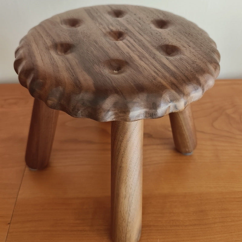 Biscuit Wood Low Stool Footstool