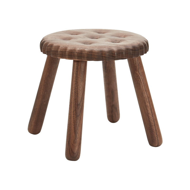 Biscuit Wood Low Stool Footstool