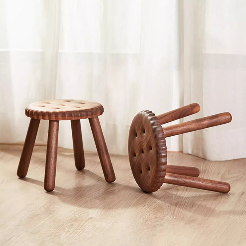 Biscuit Wood Low Stool Footstool