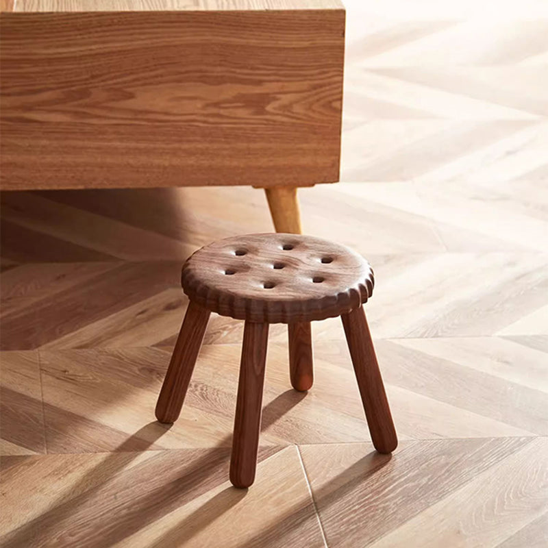Biscuit Wood Low Stool Footstool