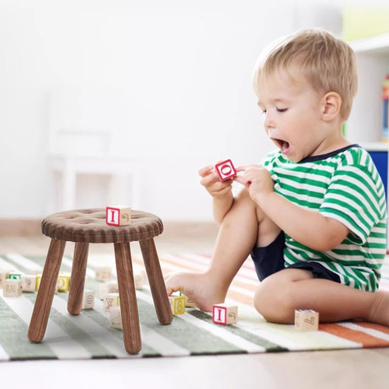 Biscuit Wood Low Stool Footstool