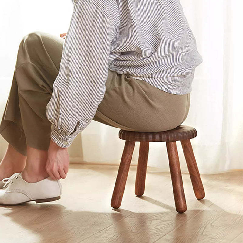 Biscuit Wood Low Stool Footstool