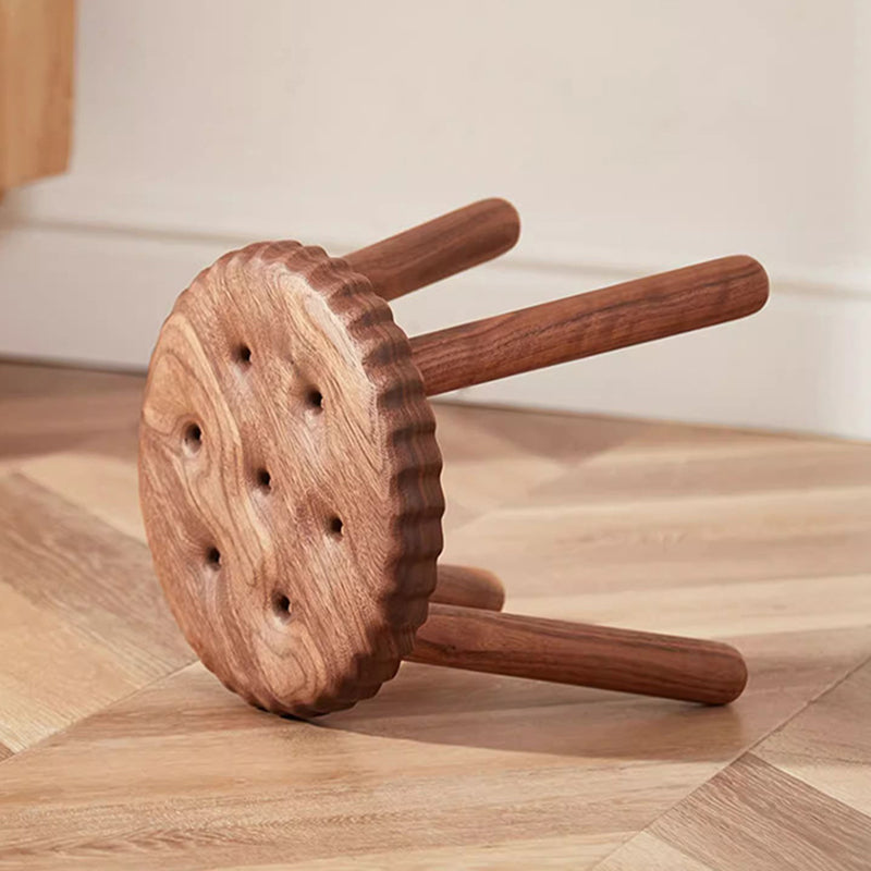 Biscuit Wood Low Stool Footstool