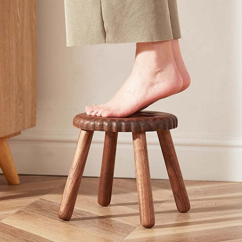 Biscuit Wood Low Stool Footstool