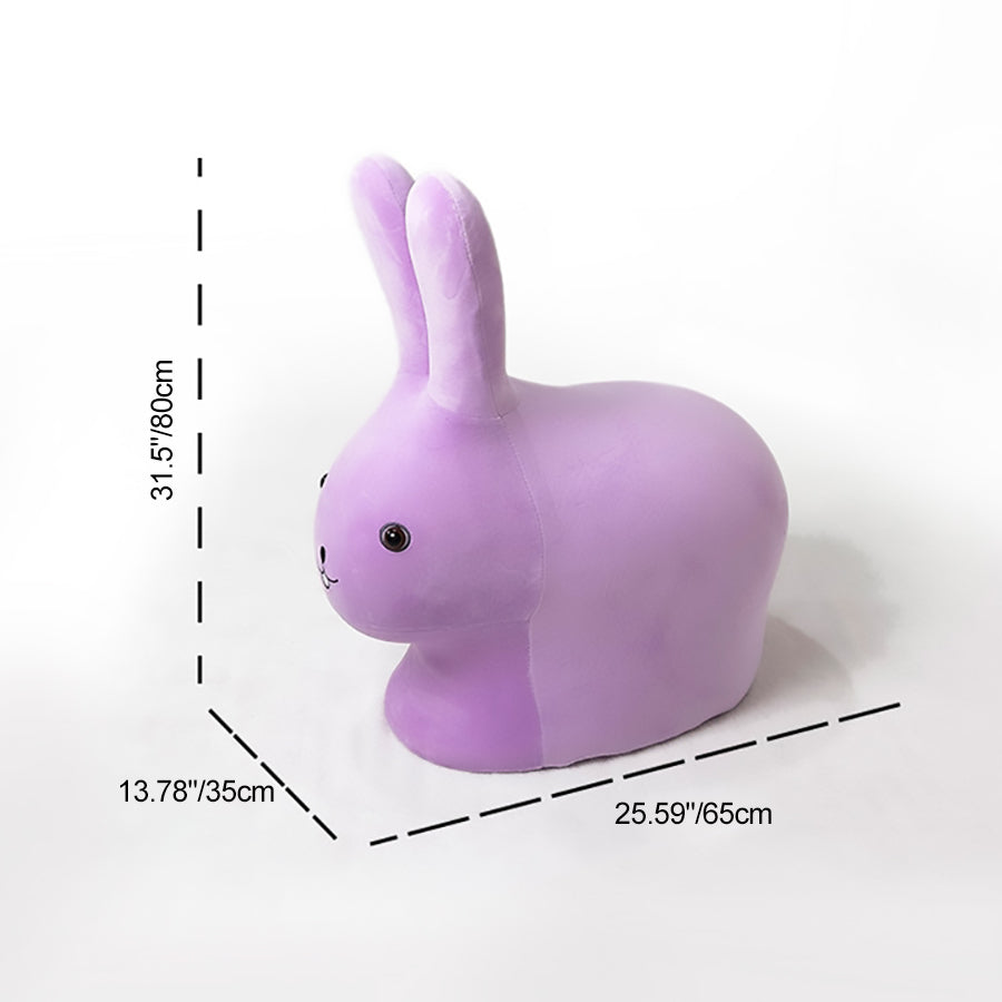 Cute Rabbit Fabric Low Stool with Pulley — Purple