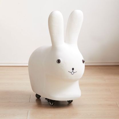 Cute Rabbit Fabric Low Stool with Pulley — Orange